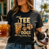 Iced Tea & Dogs All Day Every Day Unisex T-Shirt - Funny Dog Lover Tee .