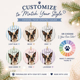 Custom Striped Dog Portrait Ceramic Ornament - Watercolor Art Using Photo(s) And Name(s) .