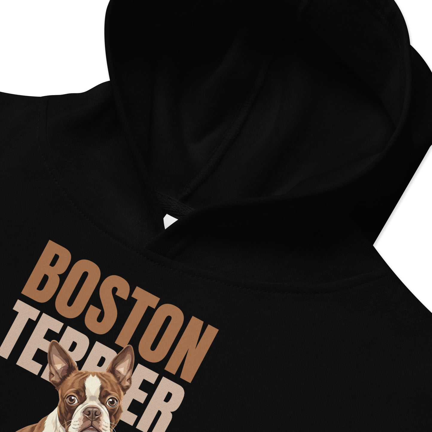 Brown Boston Terrier Dog Kids Fleece Hoodie .