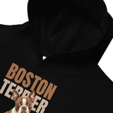 Brown Boston Terrier Dog Kids Fleece Hoodie .