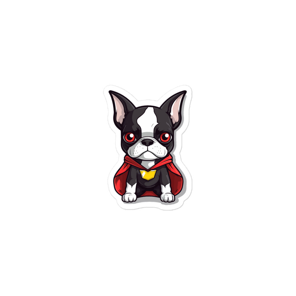 Kawaii Boston Terrier Dressed As A Super Hero Sticker