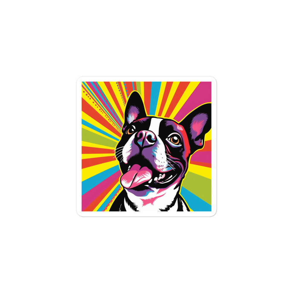 Vibrant Pop Art Style Boston Terrier Dog Sticker