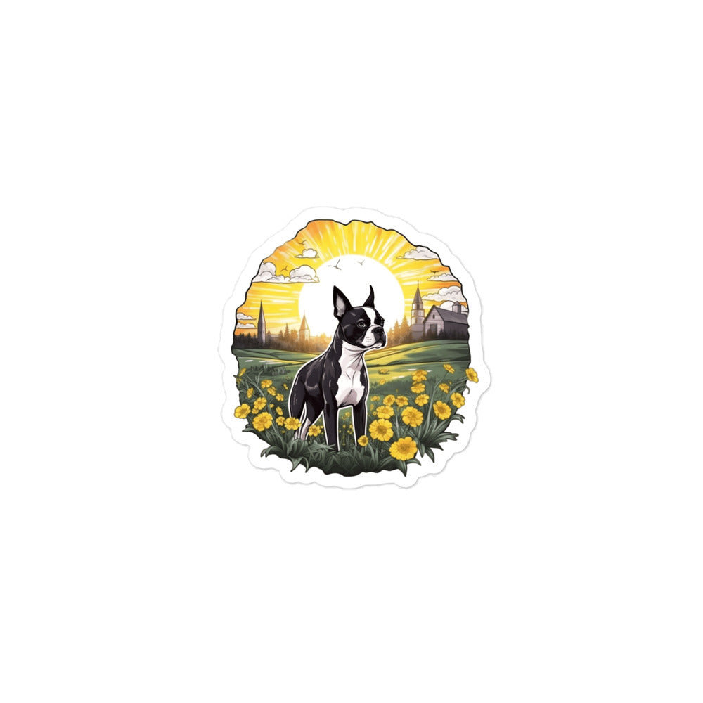 Countryside Boston Terrier Dog Sticker
