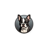 Cartoon Boston Terrier Dog Portrait Sticker