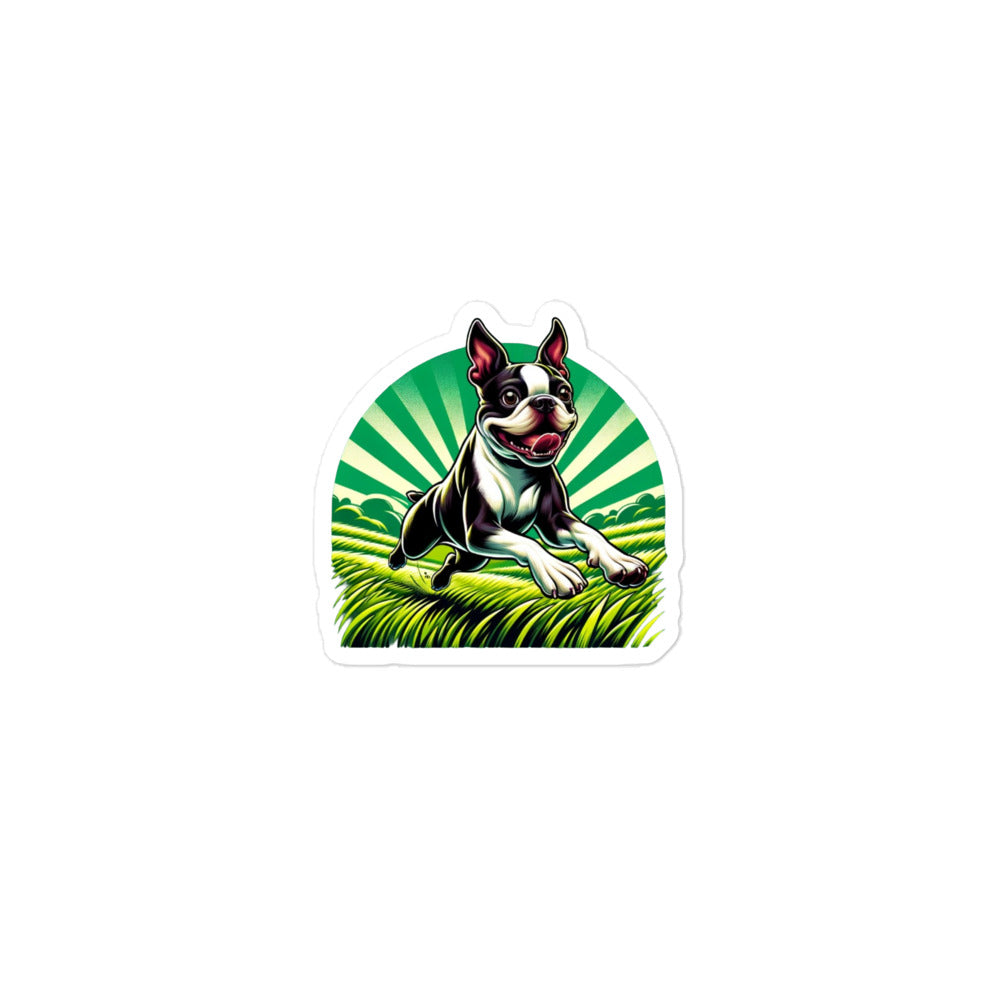 Boston Terrier Dog Running Free Stickers