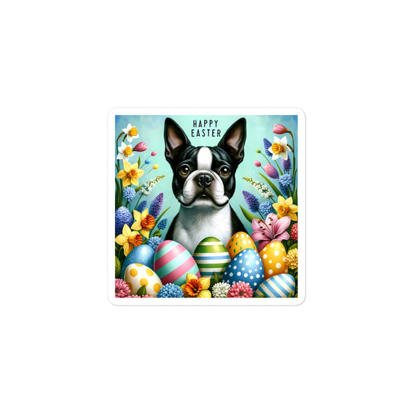 Happy Easter Boston Terrier Bubble-free Sticker