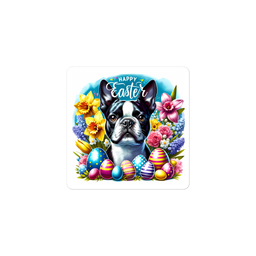 Happy Easter Boston Terrier Dog Bubble-free Sticker
