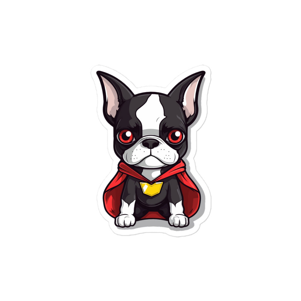 Kawaii Boston Terrier Dressed As A Super Hero Sticker