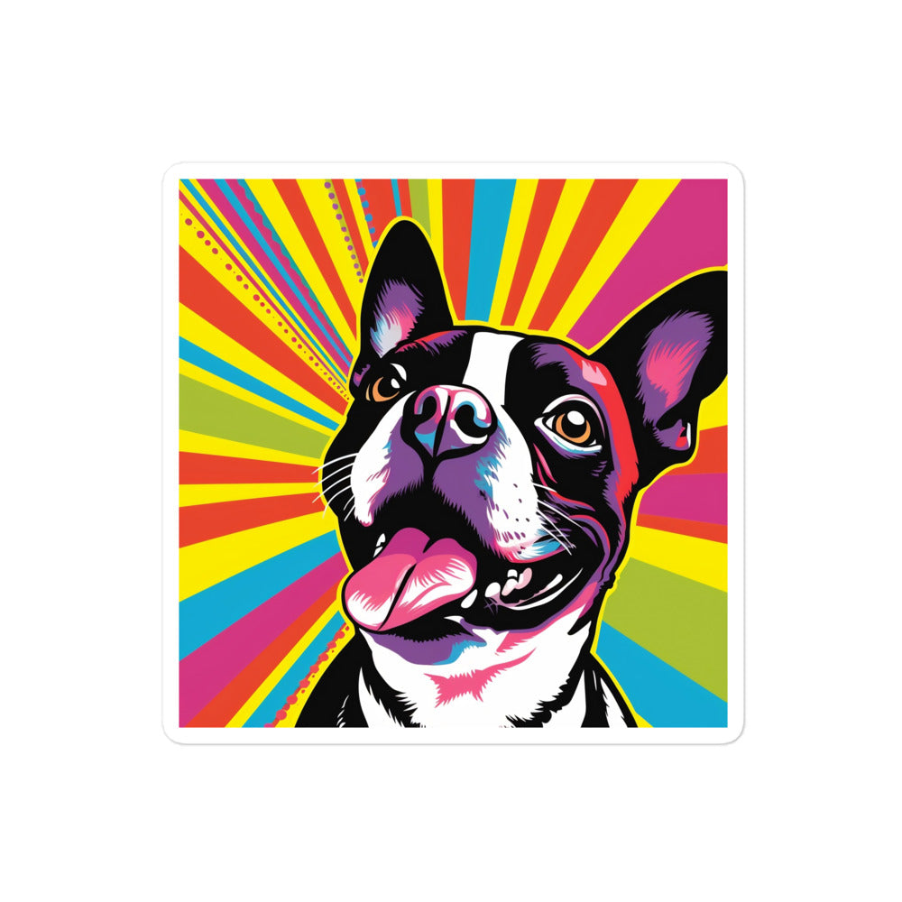 Vibrant Pop Art Style Boston Terrier Dog Sticker