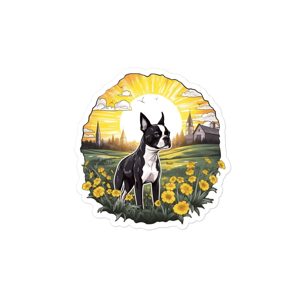 Countryside Boston Terrier Dog Sticker