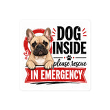 French Bulldog Inside Emergency Sticker – Rescue Alert Decal for Car & Home . 4″×4″