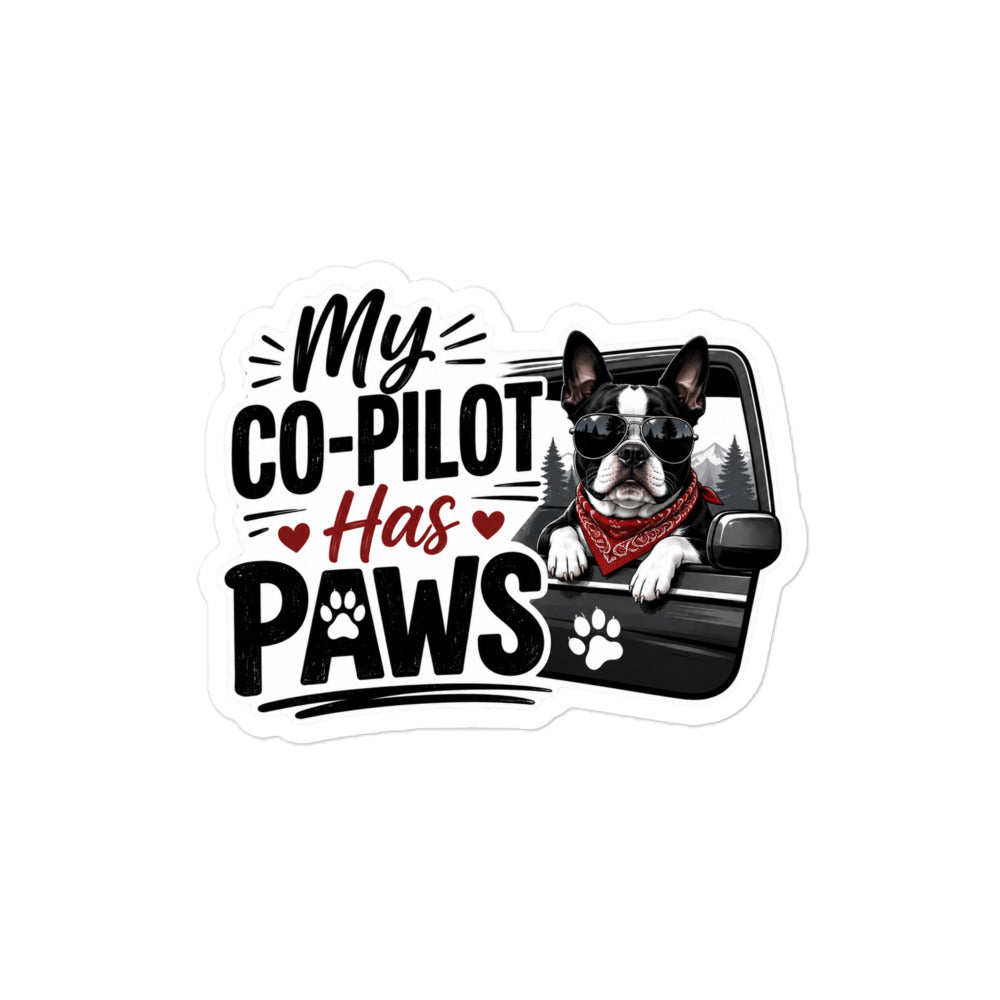 Custom My Co-Pilot Has Paws Dog Sticker – Personalized Pet Car Decal for Vehicles, RVs & Windows . 4″×4″