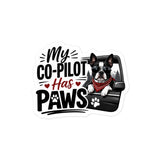 Custom My Co-Pilot Has Paws Dog Sticker – Personalized Pet Car Decal for Vehicles, RVs & Windows . 4″×4″