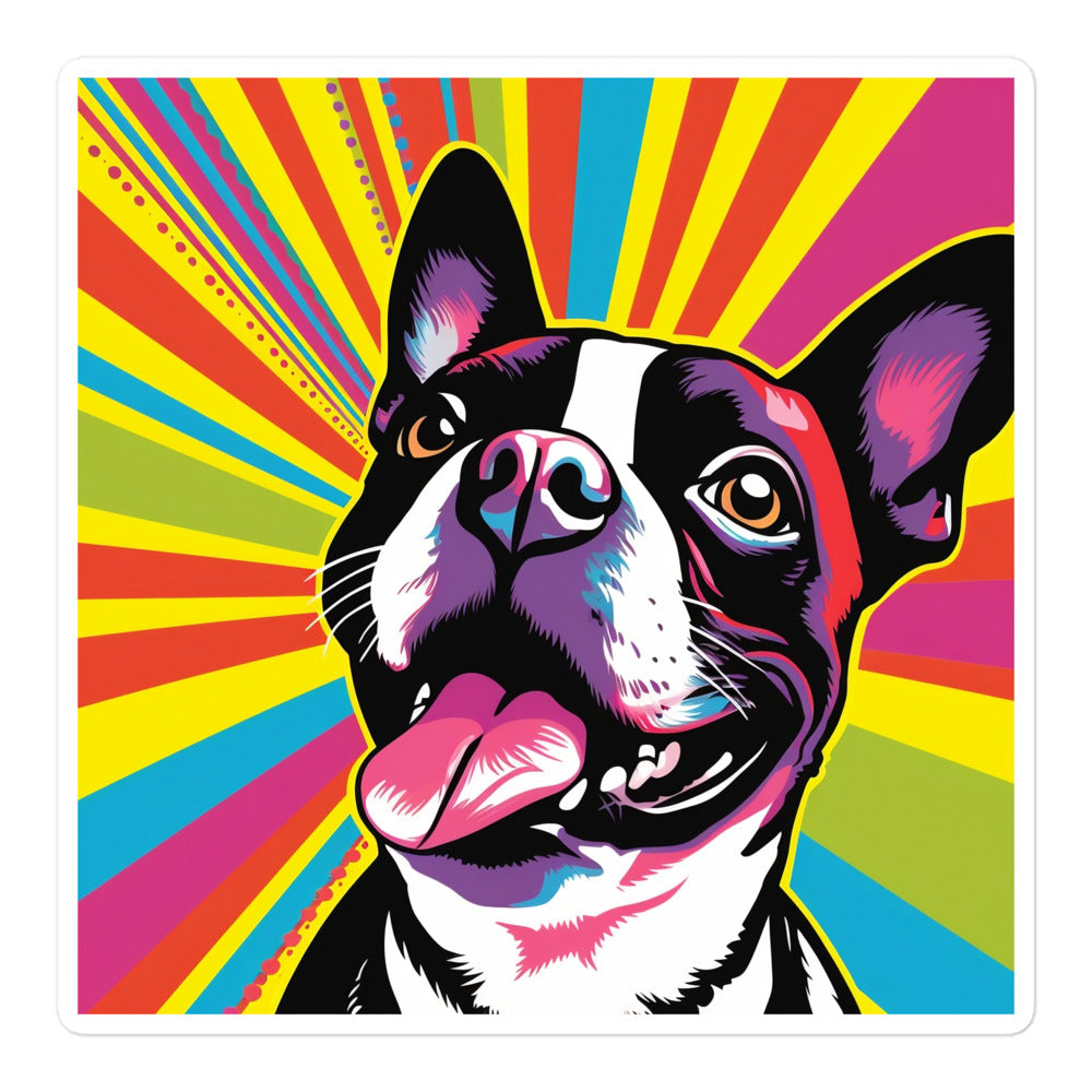Vibrant Pop Art Style Boston Terrier Dog Sticker