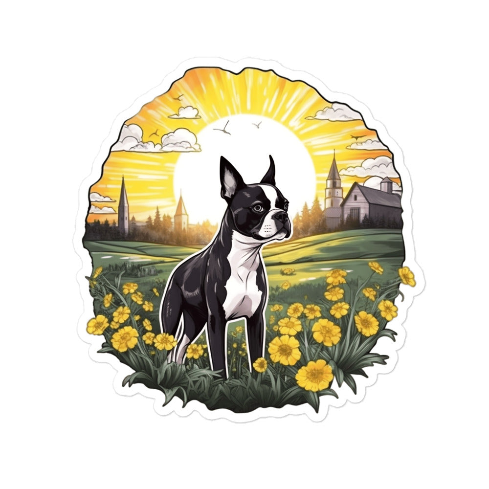 Countryside Boston Terrier Dog Sticker