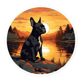Boston Terrier Sitting By A Calm Lake Sticker