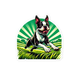 Boston Terrier Dog Running Free Stickers