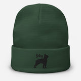 Personalized Embroidered Boston Terrier Silhouette With Dog Name Beanie