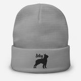 Personalized Embroidered Boston Terrier Silhouette With Dog Name Beanie