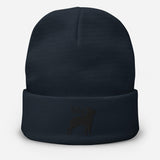 Personalized Embroidered Boston Terrier Silhouette With Dog Name Beanie