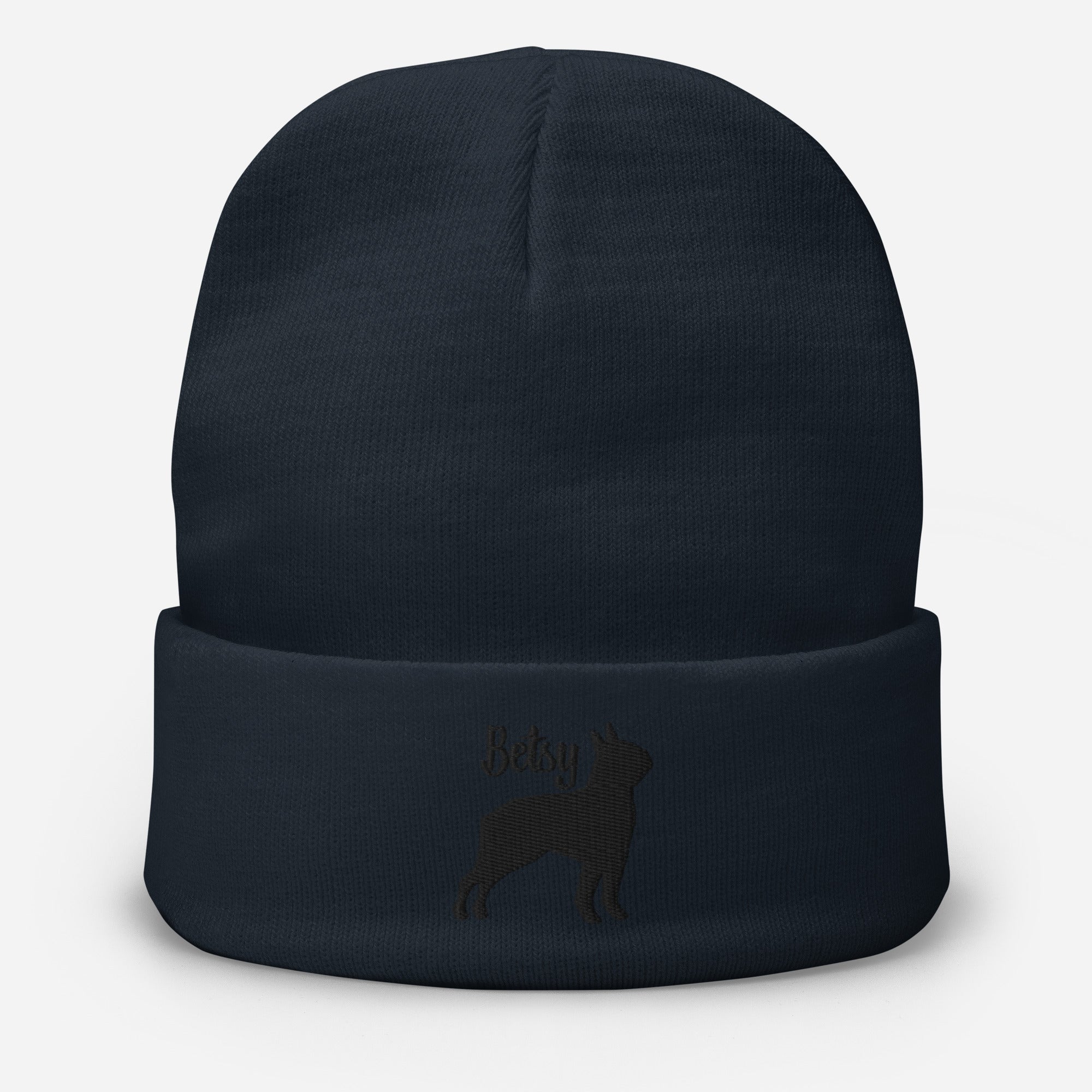 Personalized Embroidered Boston Terrier Silhouette With Dog Name Beanie