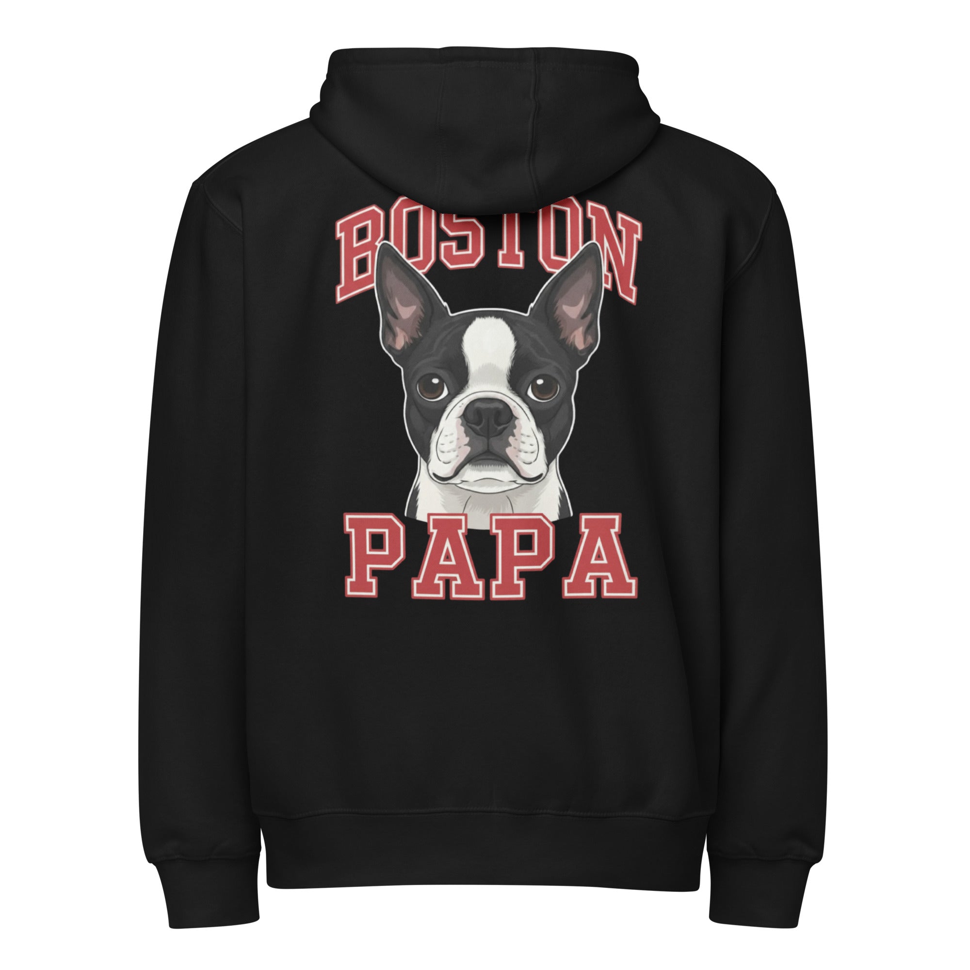 Boston Papa Premium Zip Hoodie . Black