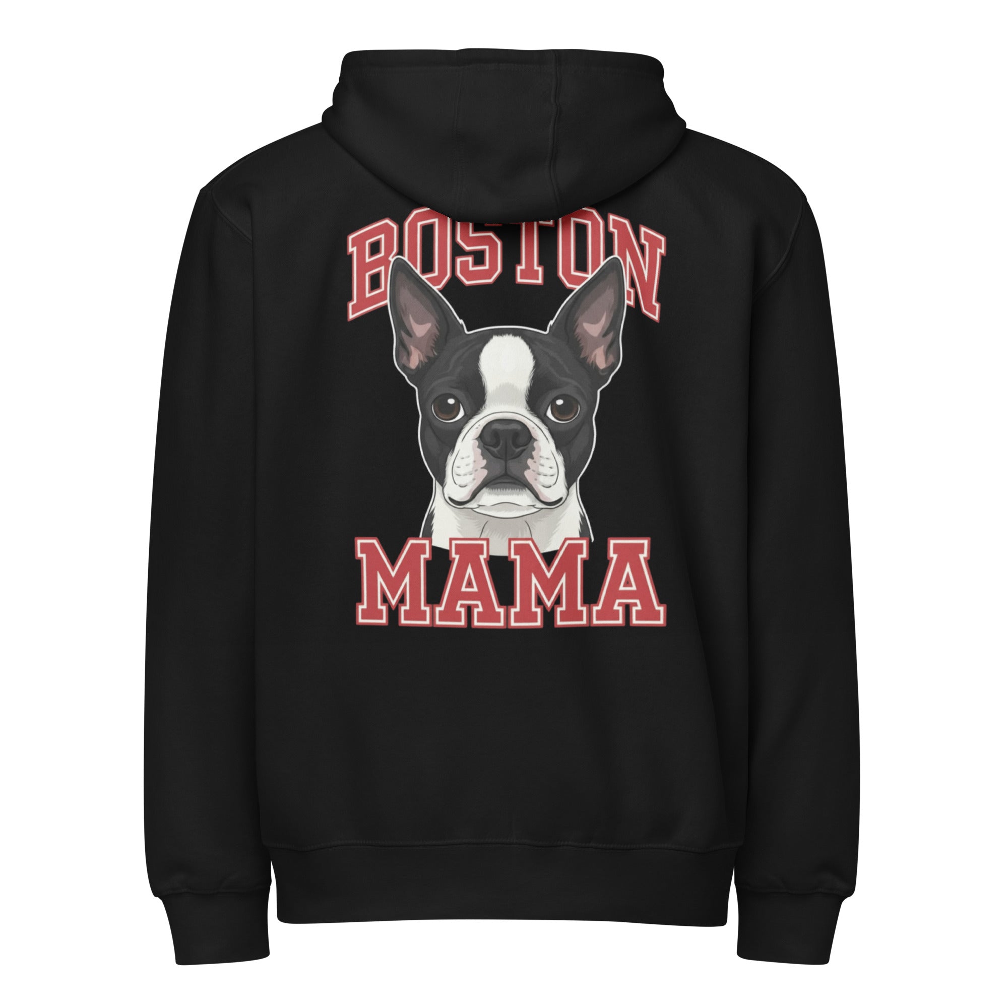 Boston Mama Premium Zip Hoodie . Black