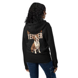 Brown Boston Terrier Dog Premium Full Zip Hoodie .