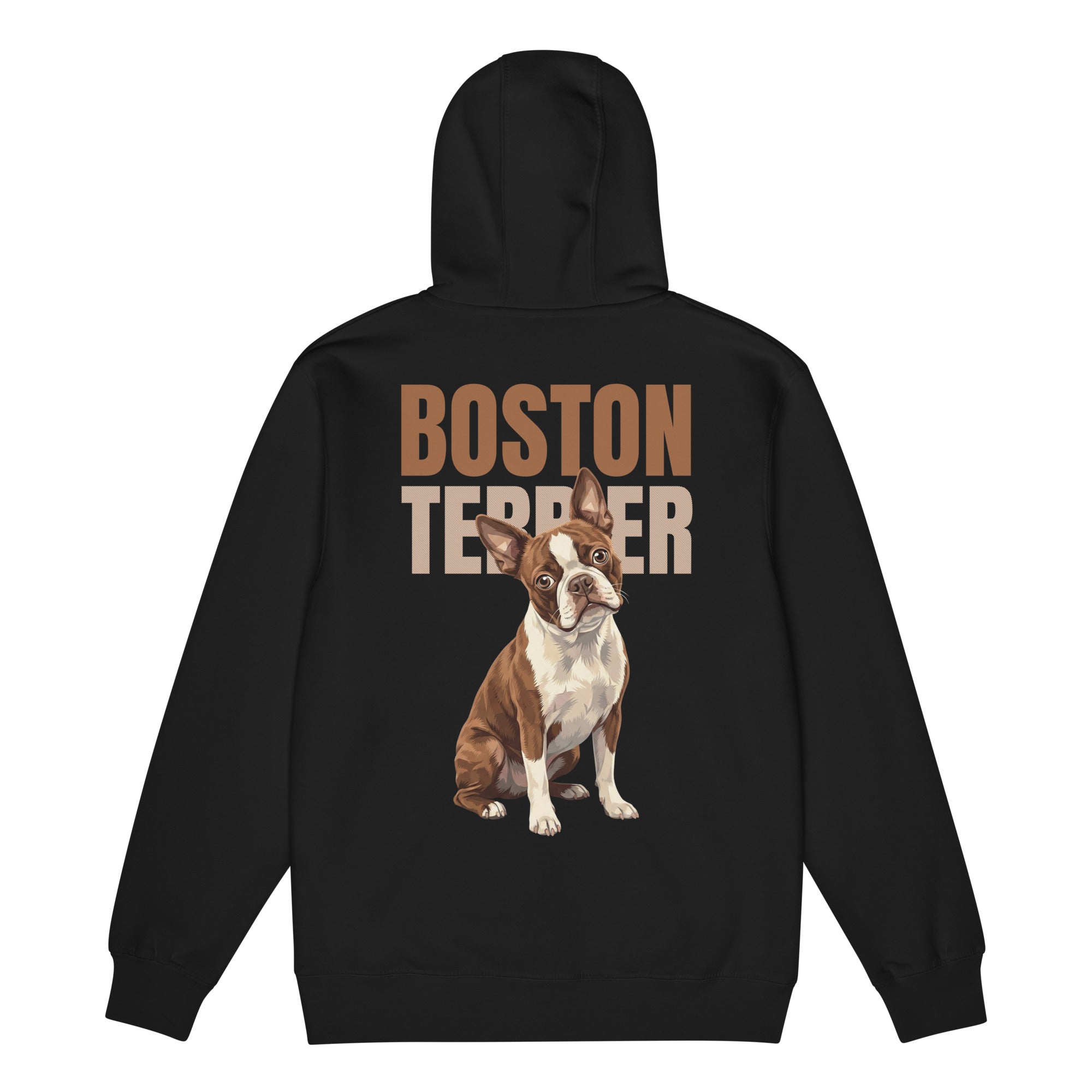 Brown Boston Terrier Dog Premium Full Zip Hoodie .