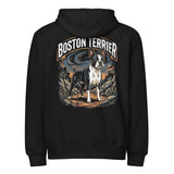 Boston Terrier Wilderness Guardian Premium Full Zip Hoodie . Black