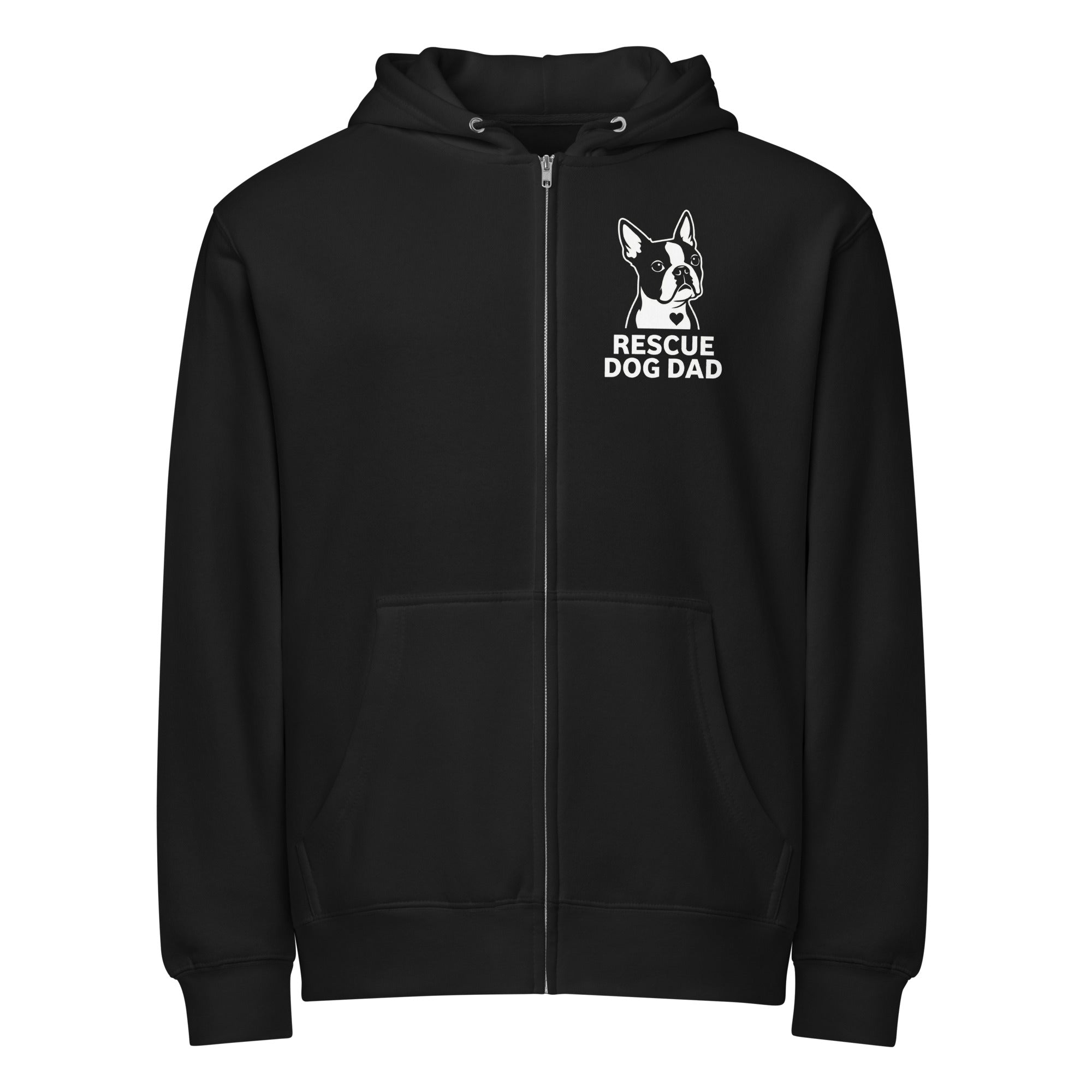 Rescue Dog Dad Premium Full Zip Hoodie . Black