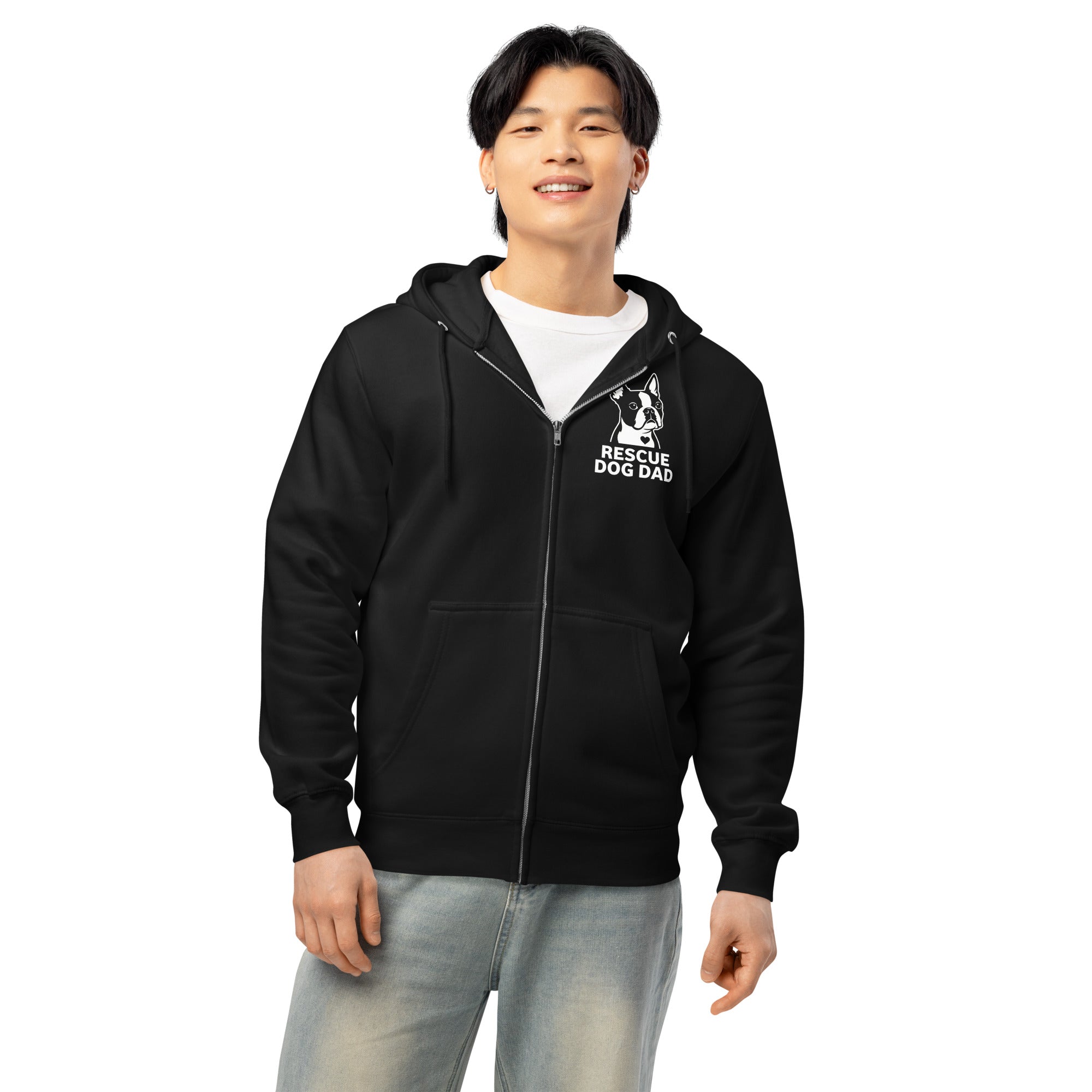 Rescue Dog Dad Premium Full Zip Hoodie .