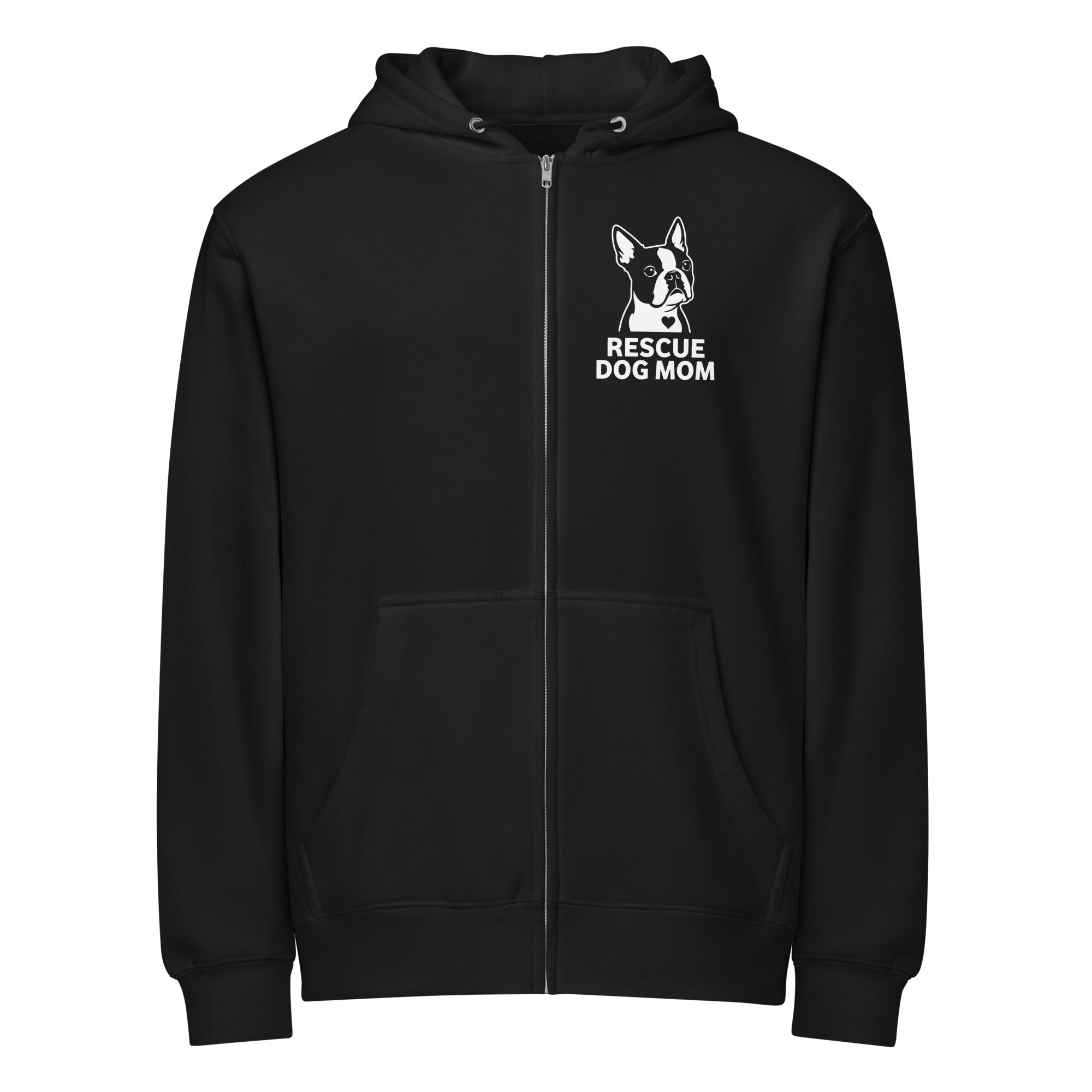 Rescue Dog Mom Premium Full Zip Hoodie . Black