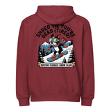 Shred Til You're Dead (Tired) Boston Terrier Snow Club Premium Zip Hoodie . Burgundy