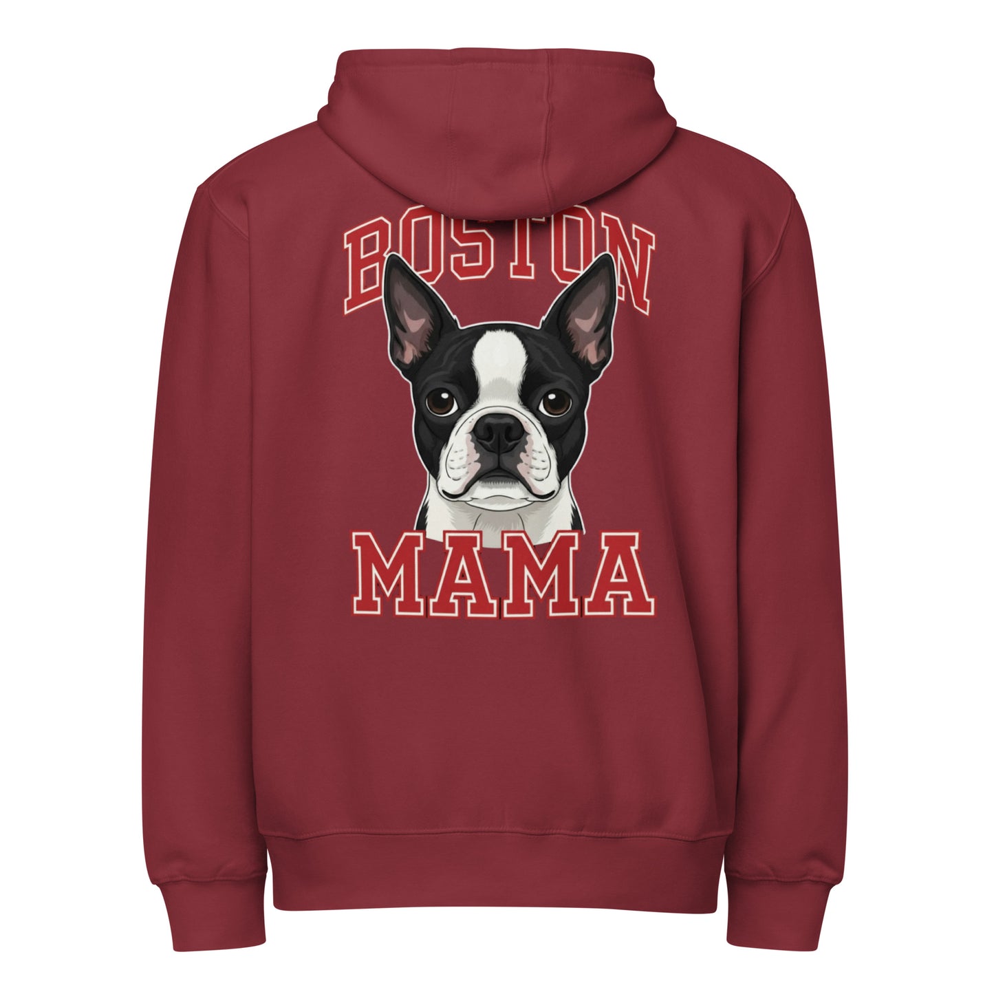 Boston Mama Premium Zip Hoodie . Burgundy