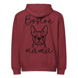 Boston Mama Mode Premium Full Zip Hoodie . Burgundy