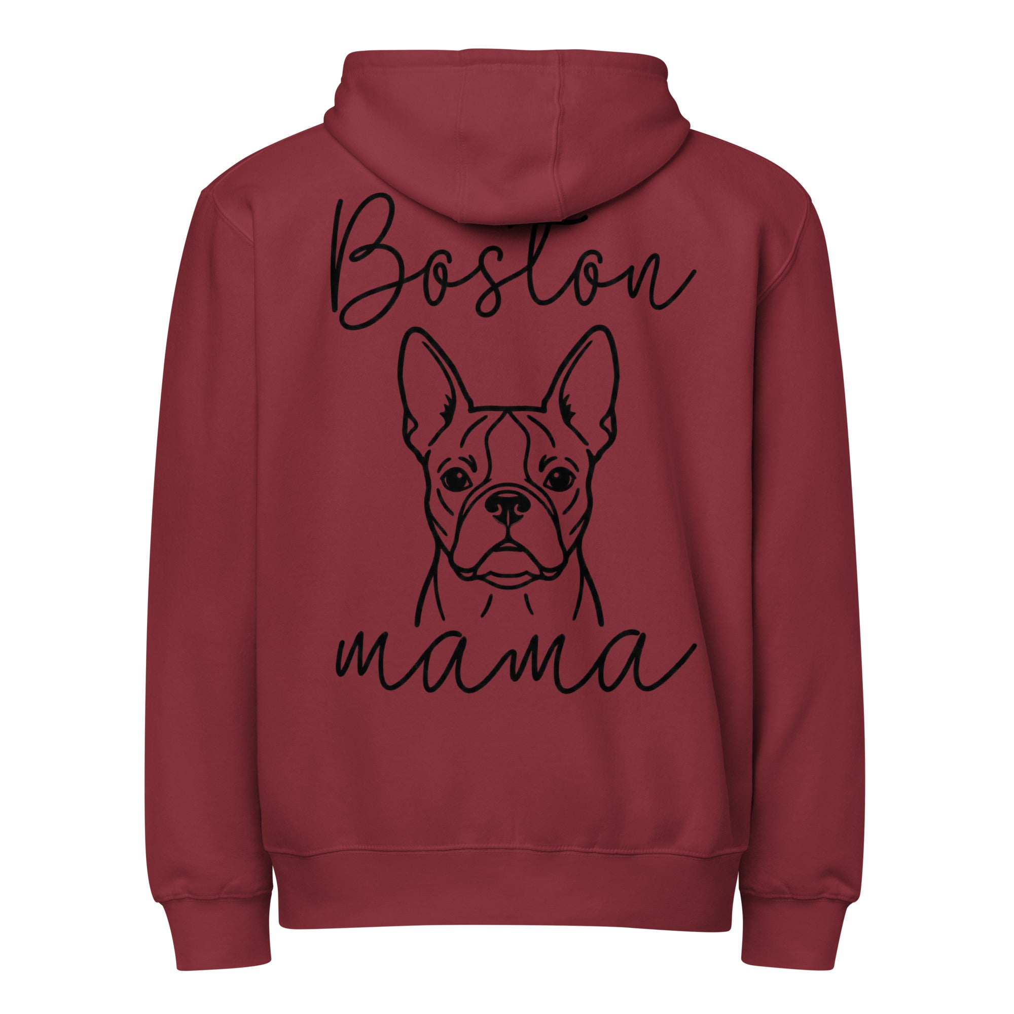 Boston Mama Mode Premium Full Zip Hoodie . Burgundy
