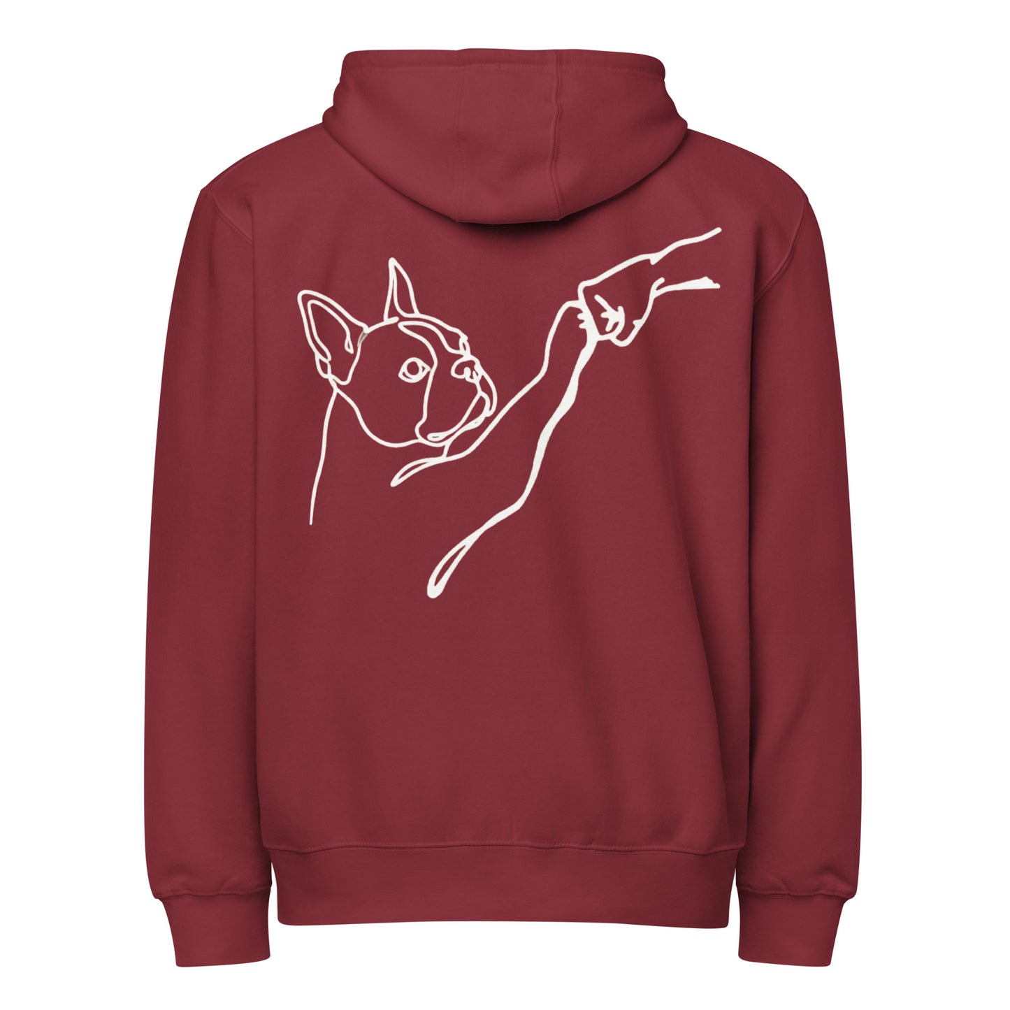 Dog Fist Bump Premium Full Zip Hoodie . Burgundy