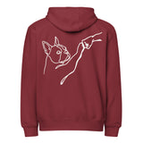 Dog Fist Bump Premium Full Zip Hoodie . Burgundy