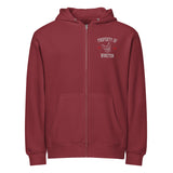 Property Of My Dog Custom Embroidered Premium Full Zip Hoodie . Burgundy