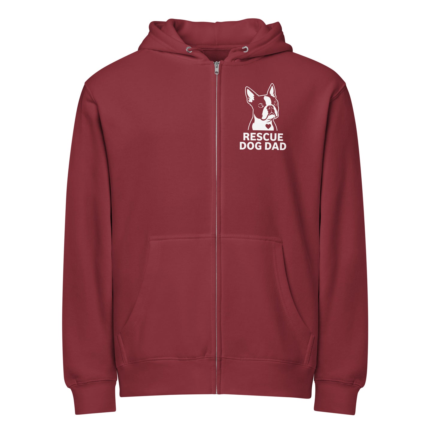 Rescue Dog Dad Premium Full Zip Hoodie . Burgundy