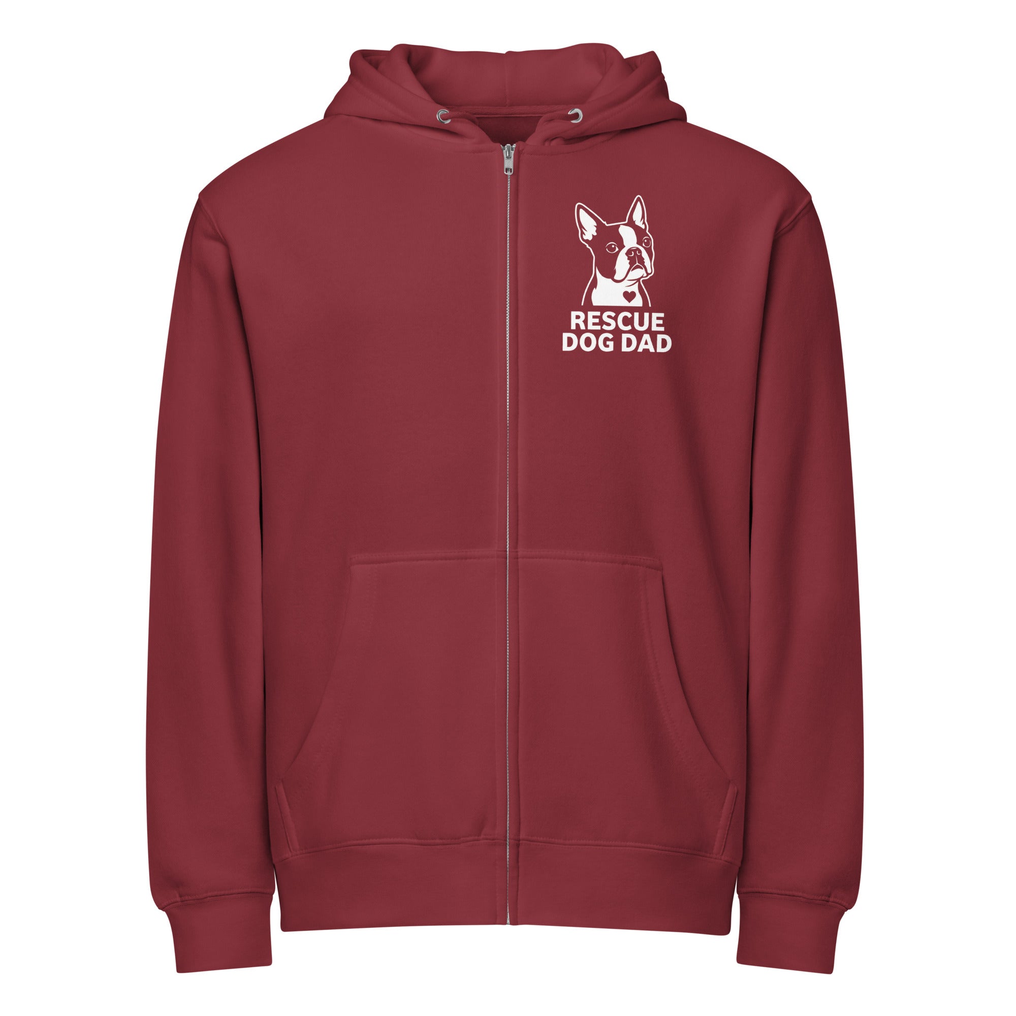 Rescue Dog Dad Premium Full Zip Hoodie . Burgundy