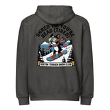 Shred Til You're Dead (Tired) Boston Terrier Snow Club Premium Zip Hoodie . Charcoal Heather