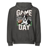 Football Boston Terrier Dog Game Day Premium Zip Hoodie . Charcoal Heather