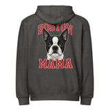 Boston Mama Premium Zip Hoodie . Charcoal Heather