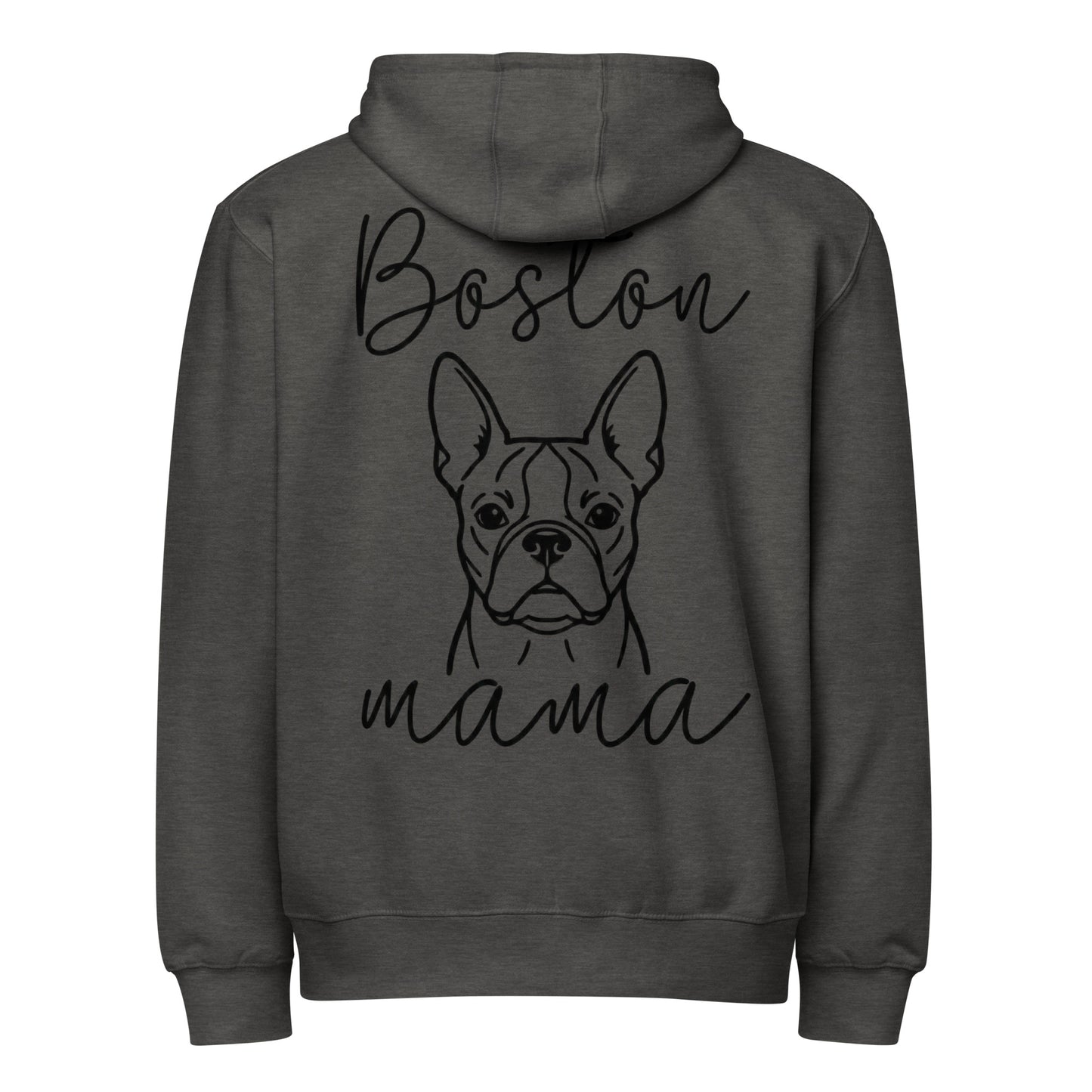Boston Mama Mode Premium Full Zip Hoodie . Charcoal Heather