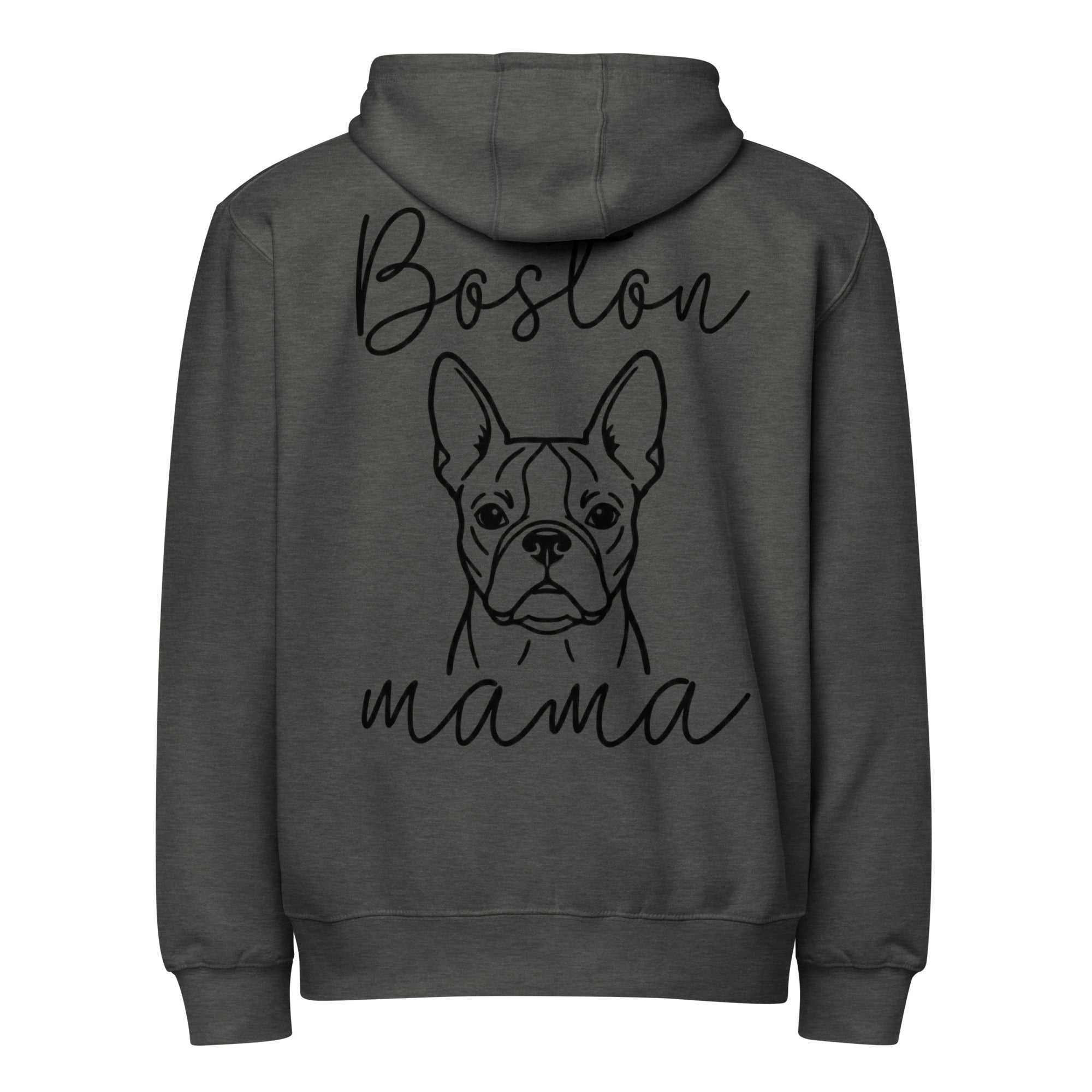 Boston Mama Mode Premium Full Zip Hoodie . Charcoal Heather