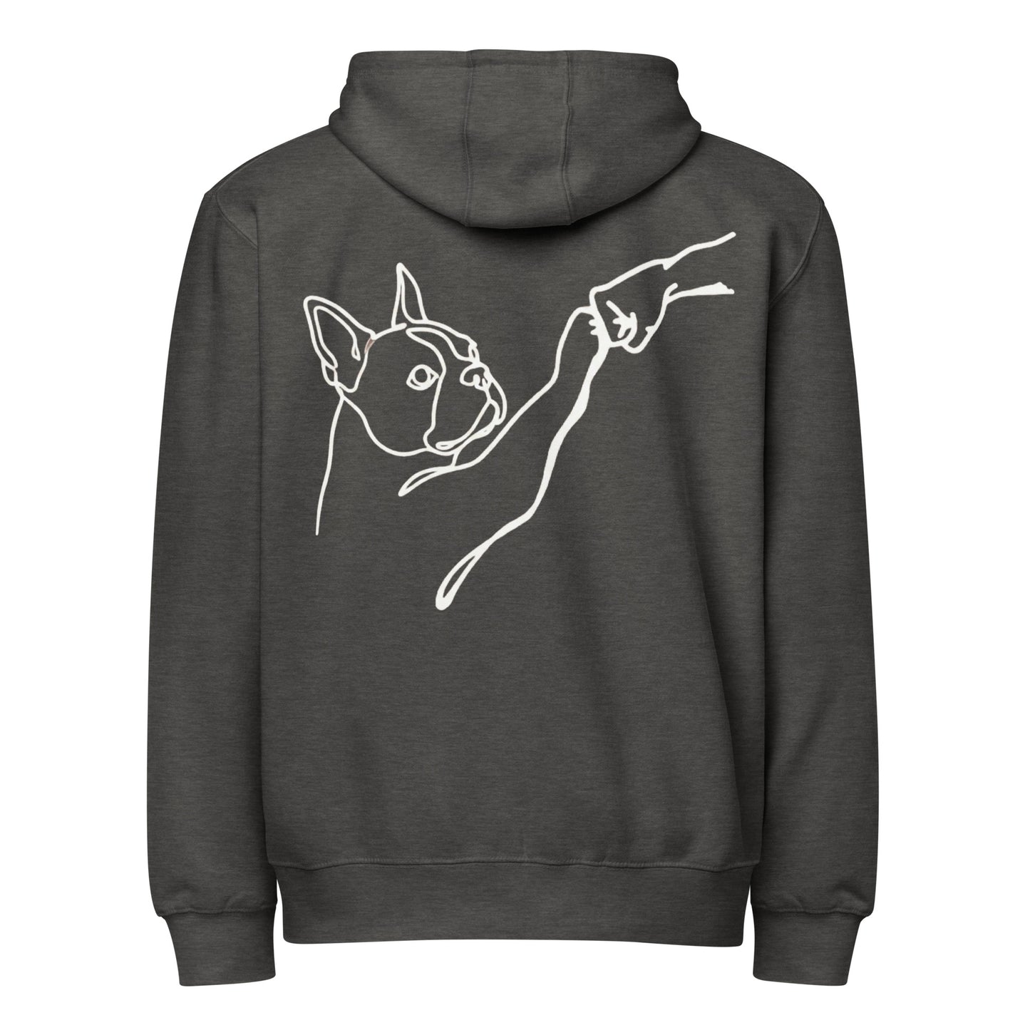 Dog Fist Bump Premium Full Zip Hoodie . Charcoal Heather
