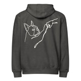 Dog Fist Bump Premium Full Zip Hoodie . Charcoal Heather