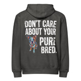 Colored Boston Terrier Dog - Don't Care About Your Pure Bred Premium Full Zip Hoodie . Charcoal Heather